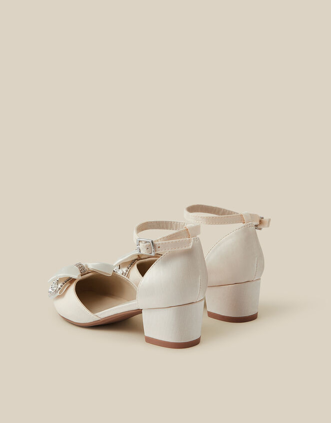 Closed-Toe Gemstone Bow Heels , Ivory (IVORY), large