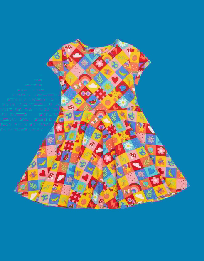Frugi Spring Printed Skater Dress, Multi (MULTI), large