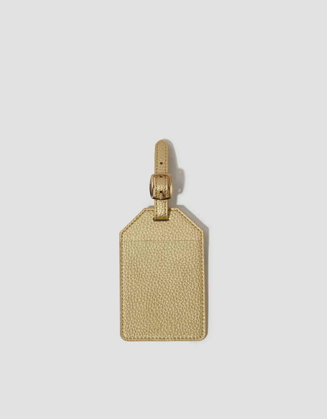 Faux Leather Luggage Tag, Gold (GOLD), large