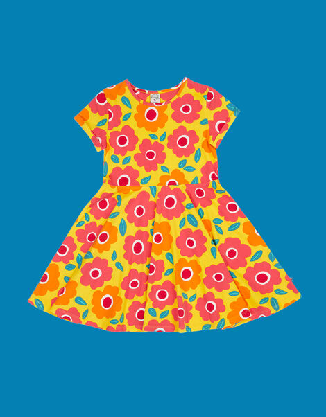 Frugi Spring Printed Skater Dress, Yellow (YELLOW), large