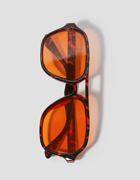Amber Tort Aviator Sunglasses, , large