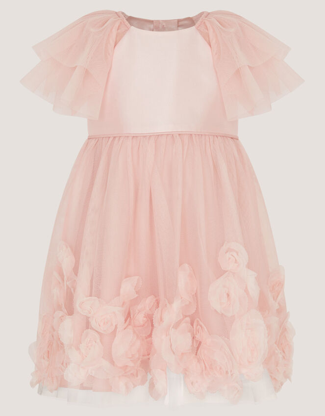 Baby Eden Appliqu&eacute; Rose Tulle Dress, Pink (PINK), large
