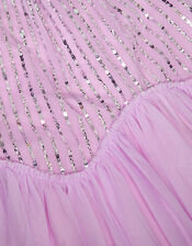 Elena Short Sleeve Sequin Party Dress, Purple (LILAC), large