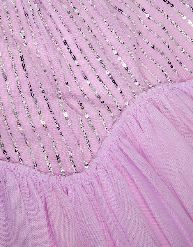 Elena Short Sleeve Sequin Party Dress, Purple (LILAC), large