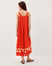 Eliana Floral Embroidered Culotte Jumpsuit, Orange (ORANGE), large