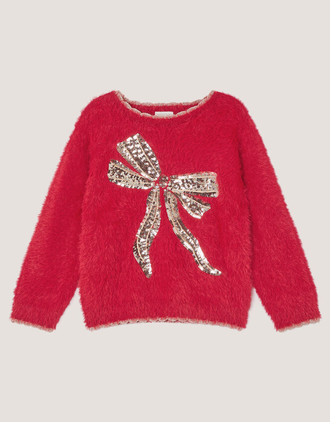 Sequin Bow Jumper, Red (RED), large