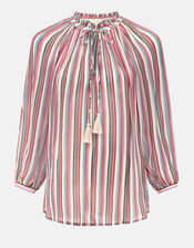 East Shania Sheer Stripe Blouse, Multi (MULTI), large