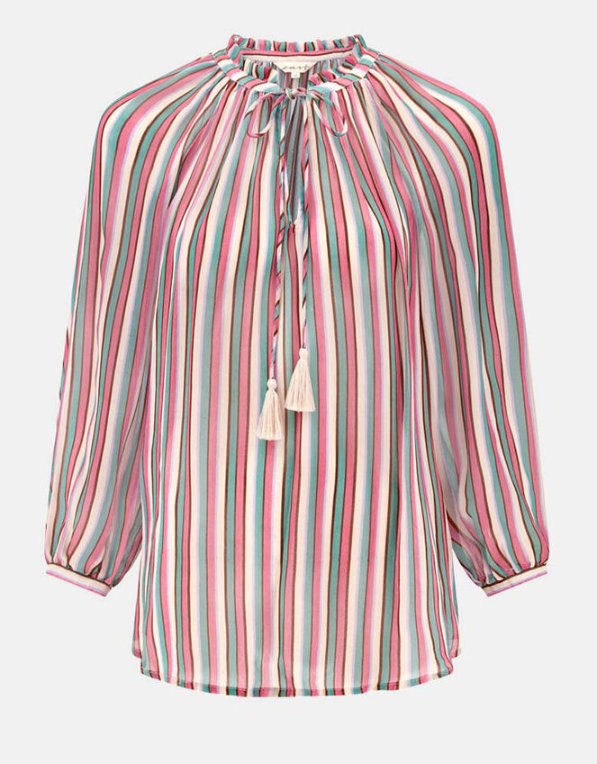 East Shania Sheer Stripe Blouse, Multi (MULTI), large