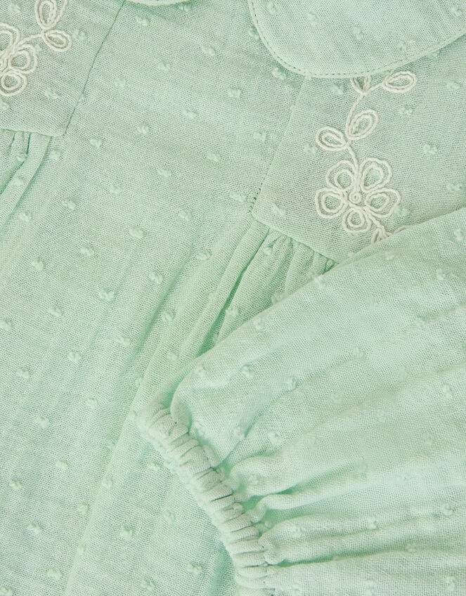 Baby Embroidered Collar Long Sleeve Dress, Green (GREEN), large