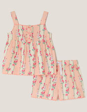 Floral Stripe Short Pyjamas Set, Cream (CREAM), large