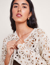 Rochelle Crochet Cardigan, Natural (ECRU), large