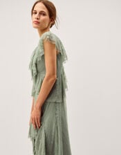 Alda Ruffle Lace Midi Dress, Green (SAGE), large