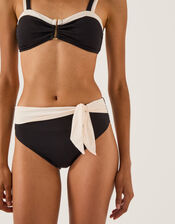 Sabrina Two Tone High Waist Bikini Bottoms, Black (BLACK), large