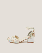 Floral Embroidered Closed Toe Heels , Ivory (IVORY), large