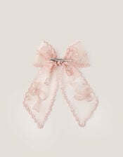 Scallop Lace Bow Hair Clip, , large