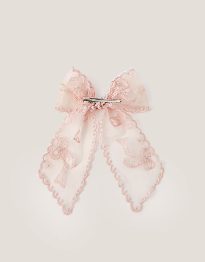 Scallop Lace Bow Hair Clip, , large