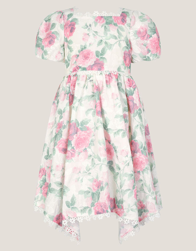 Viola Rose Print Broderie Trim Dress, Multi (MULTI), large