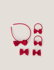 Bow School Hair Set, Red (RED), large