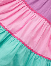 Sleeveless Smocked Colourblock Dress, Pink (PINK), large