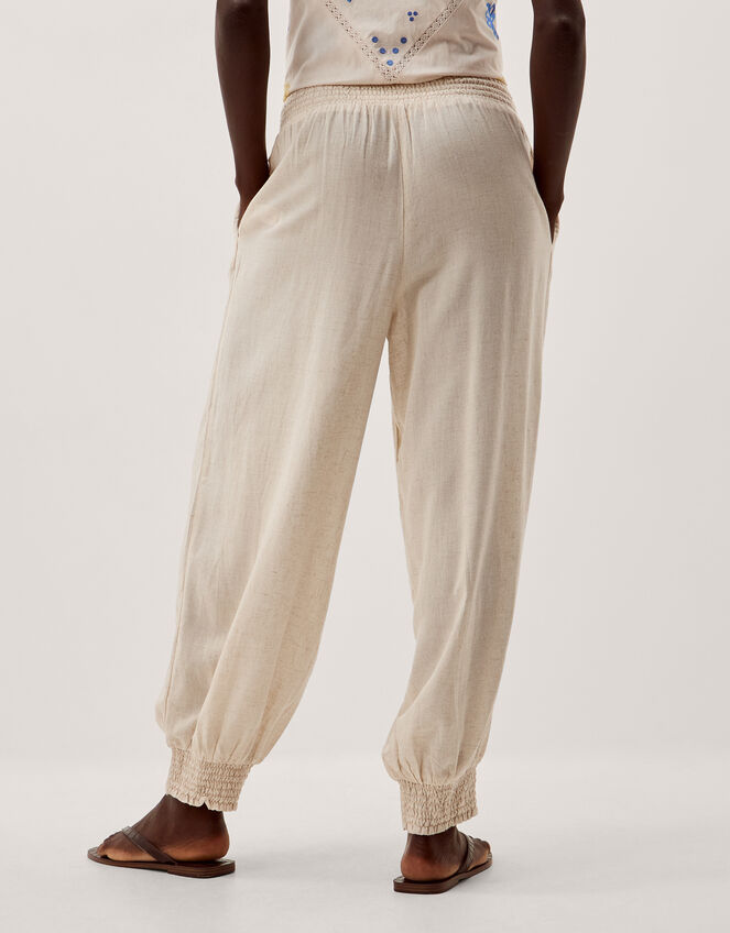 Reese Linen Blend Balloon Trousers, Natural (NATURAL), large