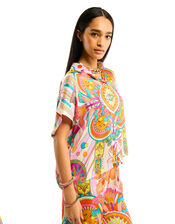 Wild Hisae Print Short Sleeve Shirt, Pink (PINK), large