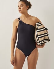 Killa One-Shoulder Swimsuit, Black (BLACK), large