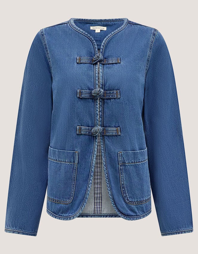 Lauren Knot Denim Jacket, Blue (MID AUTHENTIC BLUE), large