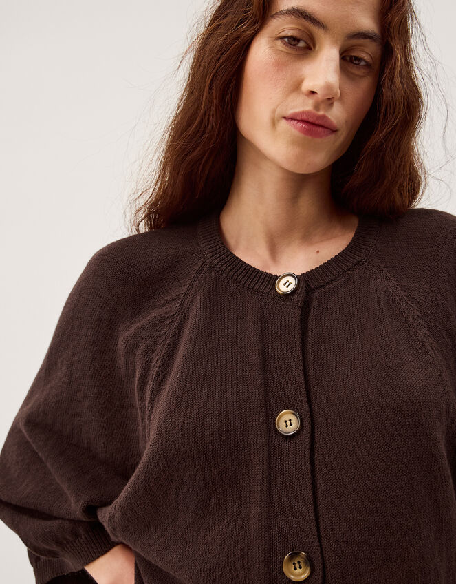 Caryn Cotton Blend Cardigan, Brown (CHOCOLATE), large