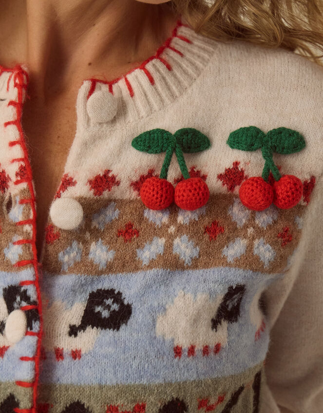 Fi Fair Isle Christmas Cardigan, Ivory (IVORY), large