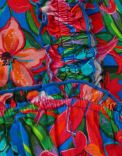 Tropical Print Jersey Romper, Blue (BLUE), large