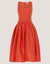 Mila Fit and Flare Midi Dress, Orange (ORANGE), large