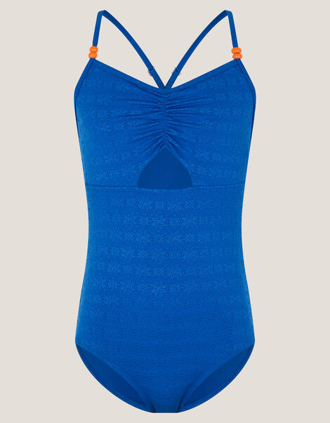 Broderie Cut Out Swimsuit, Blue (BLUE), large