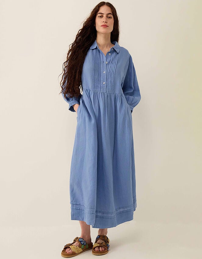 East Liza Linen Shirt Dress, Blue (BLUE), large