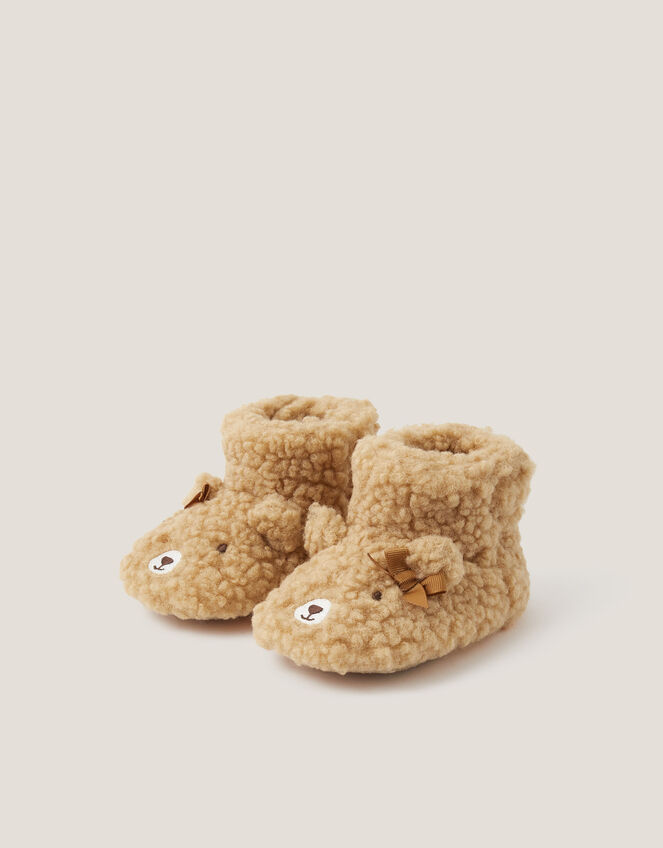 Baby Teddy Bear Slipper Boots, Tan (TAN), large