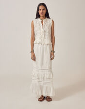 Maison Hotel Camila Embroidered Lace Top, White (WHITE), large