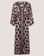 Ellison V-Neck Floral Print Midi Dress, Blue (NAVY), large