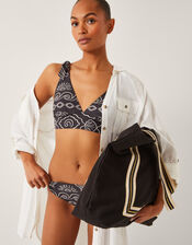 Macie Shell Print Bikini Bottoms, Black (BLACK), large