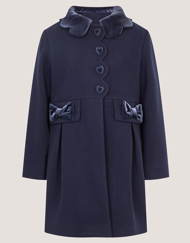 Scallop Collar Coat, Blue (NAVY), large