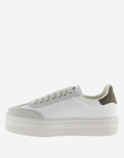 Victoria Barcelona Suede Platform Trainers, Green (KHAKI), large