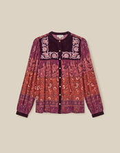 Hunter Floral Print Jersey Shirt, Red (BURGUNDY), large