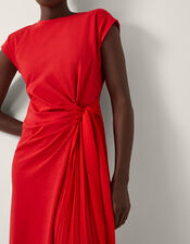 Tilly Tie-Side Jersey Midi Dress, Red (RED), large