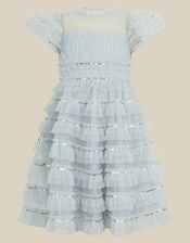 Riley Sequin Ruffle Mesh Party Dress, Green (SAGE), large