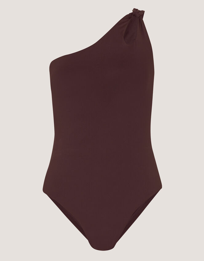 Callie Thorpe x Monsoon One-Shoulder Shaping Swimsuit, Brown (BROWN), large