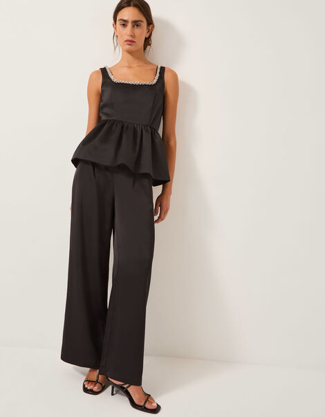 Saira Diamant&eacute; Peplum Top, Black (BLACK), large