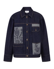 Antik Batik Ran Hand Embroidered Denim Jacket, Blue (BLUE), large