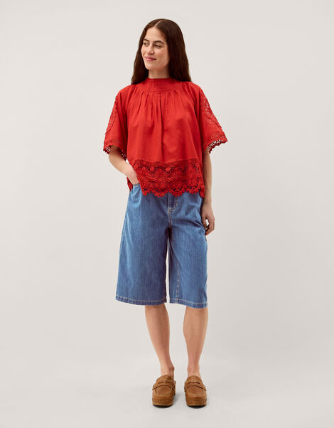 Raye Longline Denim Shorts, Blue (DENIM BLUE), large