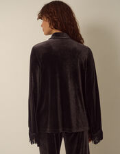 Tami Fringe Cuff Velvet Shirt, Brown (CHOCOLATE), large
