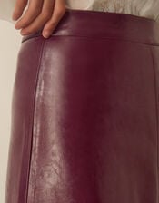 Pippa Faux Leather Midi Skirt, Red (BURGUNDY), large