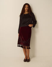 Tessa Long Sleeve Fringe Top, Black (BLACK), large