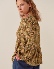 East Kiku Ikat Print Blouse, Green (GREEN), large